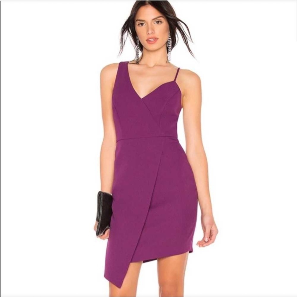 BGBGMAXAZRIA Micaila Asymmetrical Dress in Imperial Plum